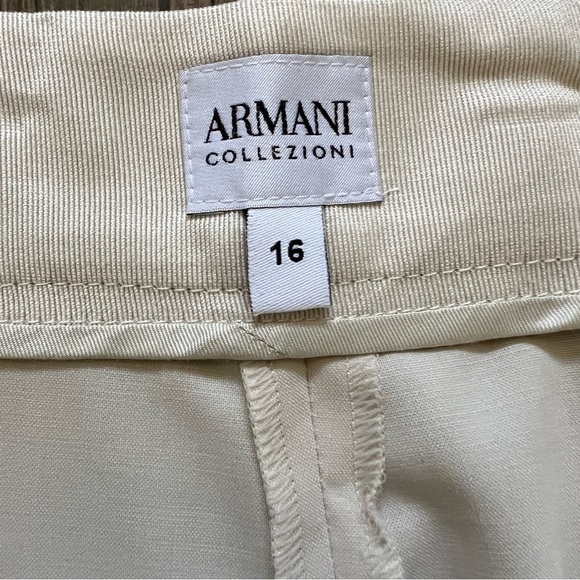 NWT Armani Collezioni Wool Straight Leg Mid Rise Dress Pants Trousers Ivory 16 - Picture 5 of 16